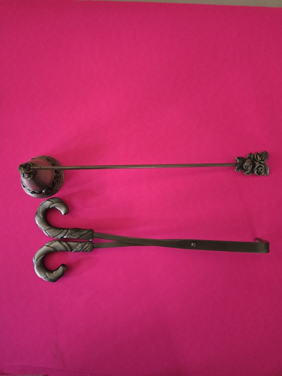 Accessories - Antique-Style Silver Metal Candle Tool Set - 2-Piece